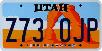 UT license plate Z730JP