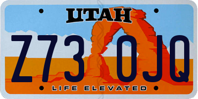 UT license plate Z730JQ
