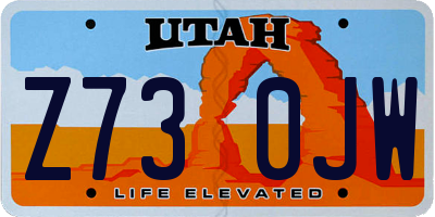 UT license plate Z730JW