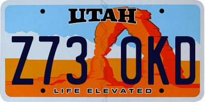 UT license plate Z730KD