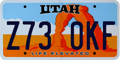 UT license plate Z730KF