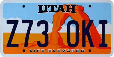 UT license plate Z730KI