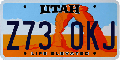 UT license plate Z730KJ