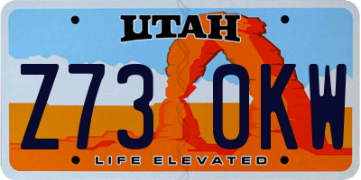 UT license plate Z730KW