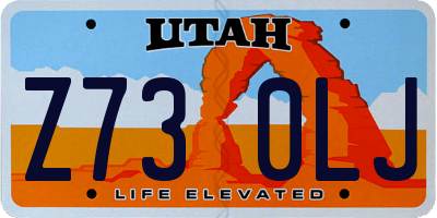 UT license plate Z730LJ