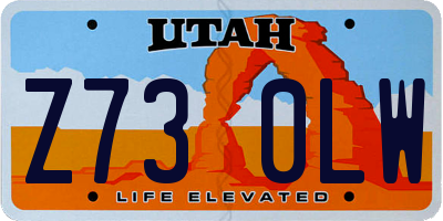 UT license plate Z730LW