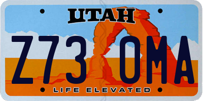 UT license plate Z730MA