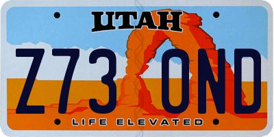 UT license plate Z730ND