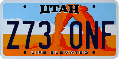 UT license plate Z730NF