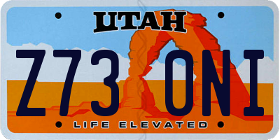 UT license plate Z730NI