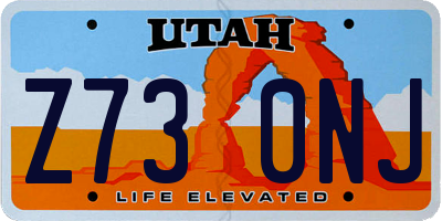 UT license plate Z730NJ