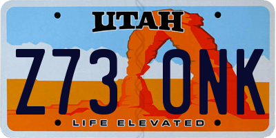 UT license plate Z730NK