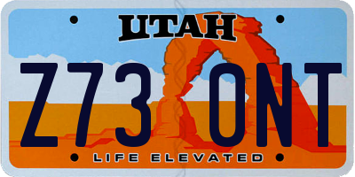 UT license plate Z730NT
