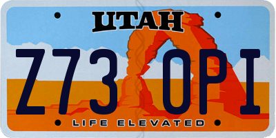 UT license plate Z730PI