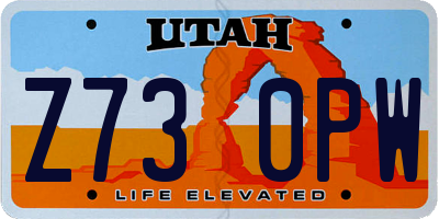 UT license plate Z730PW