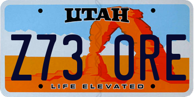 UT license plate Z730RE