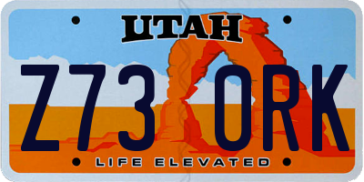 UT license plate Z730RK