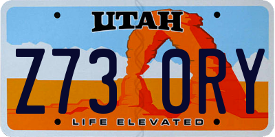 UT license plate Z730RY