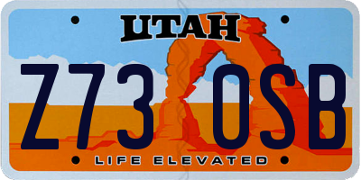 UT license plate Z730SB