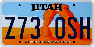 UT license plate Z730SH