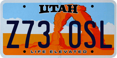 UT license plate Z730SL