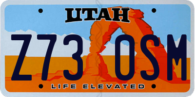 UT license plate Z730SM