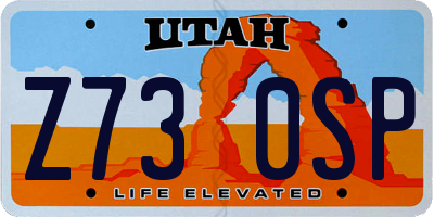 UT license plate Z730SP
