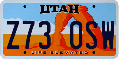UT license plate Z730SW