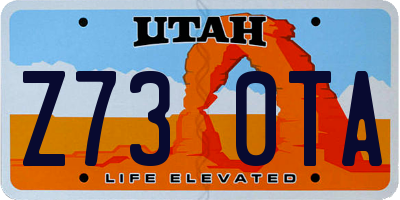 UT license plate Z730TA