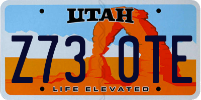UT license plate Z730TE