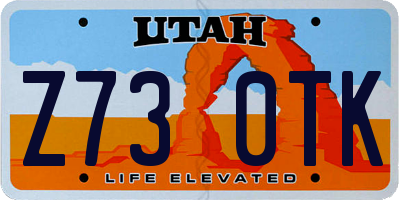 UT license plate Z730TK