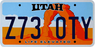 UT license plate Z730TY