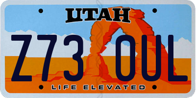 UT license plate Z730UL