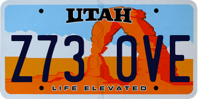 UT license plate Z730VE