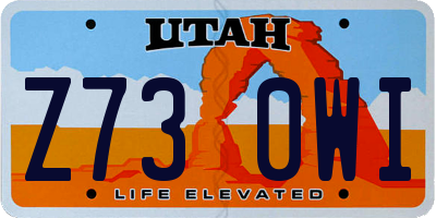 UT license plate Z730WI
