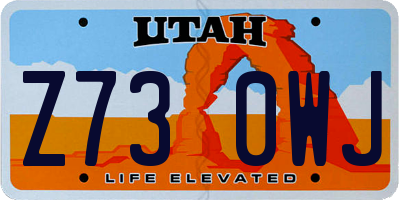 UT license plate Z730WJ