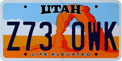 UT license plate Z730WK