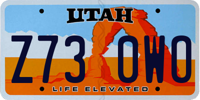 UT license plate Z730WO