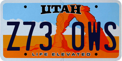 UT license plate Z730WS