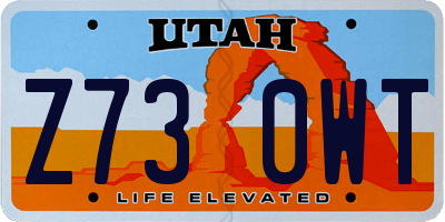 UT license plate Z730WT