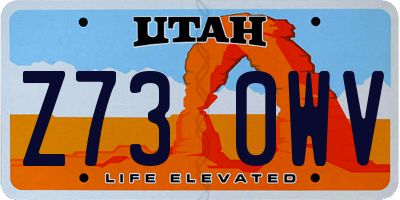 UT license plate Z730WV