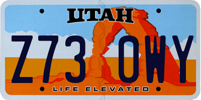 UT license plate Z730WY