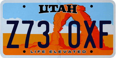 UT license plate Z730XF