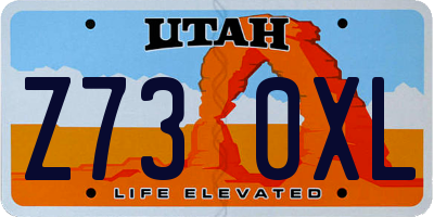 UT license plate Z730XL