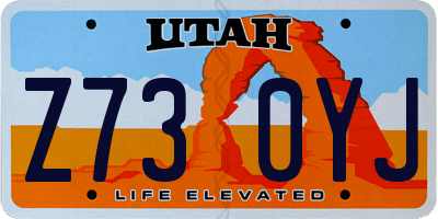 UT license plate Z730YJ
