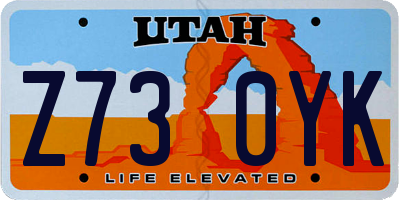 UT license plate Z730YK