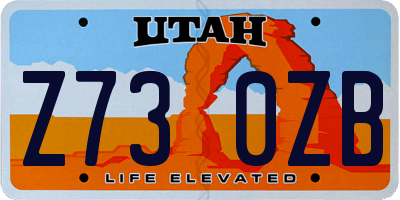 UT license plate Z730ZB