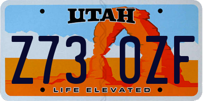 UT license plate Z730ZF