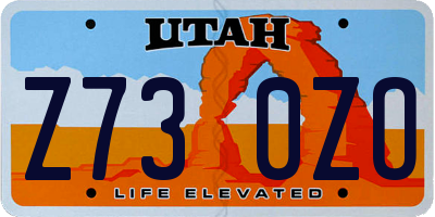 UT license plate Z730ZO