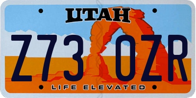 UT license plate Z730ZR